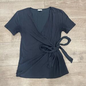 BP Charcoal Romantic Wrap Blouse